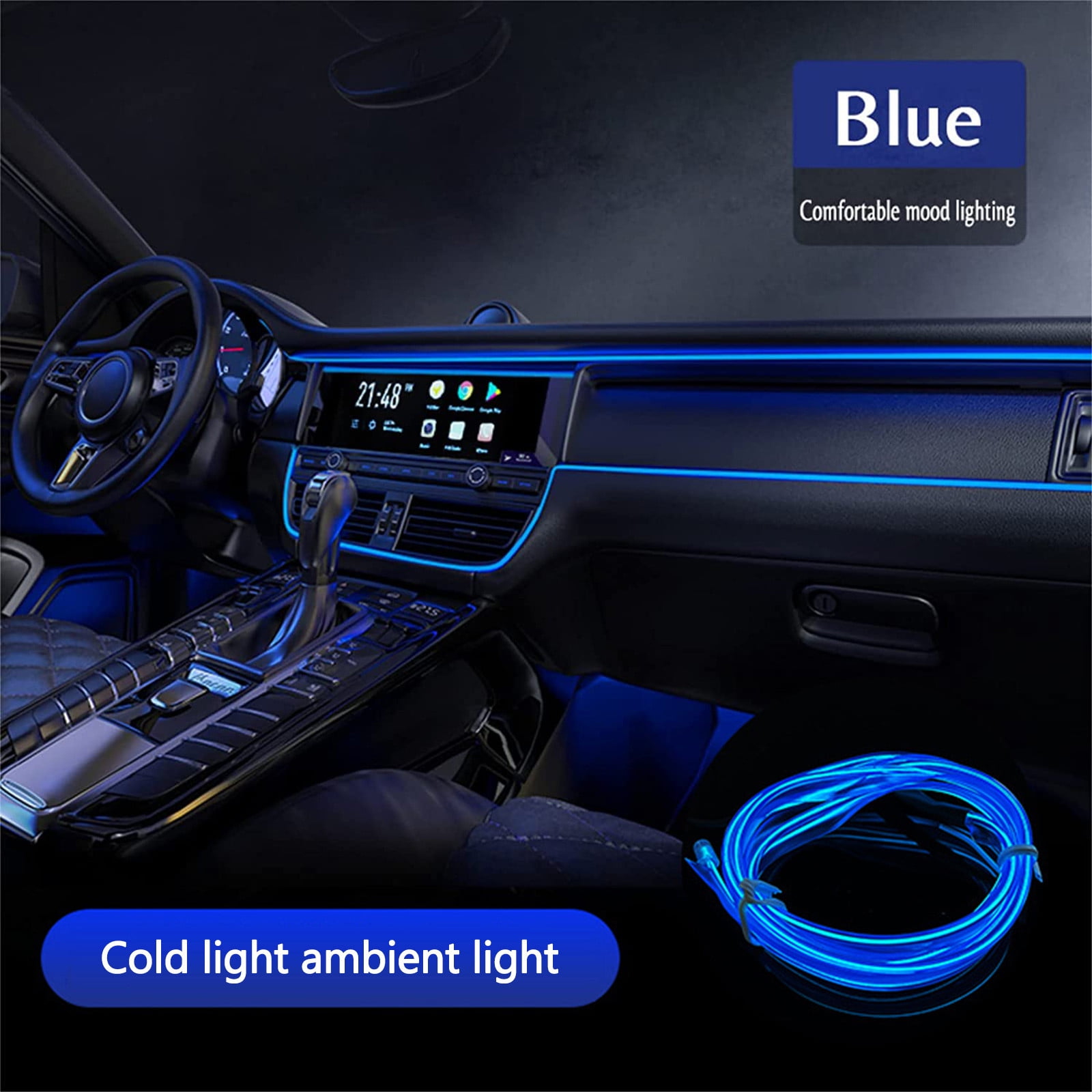 Wire Car Interior Led Strip Lights, Neon Light 2M, Wire Strip Ambient Lighting Kits for Car Inside Decoration, Lighter Universal Car Decorative Lamp