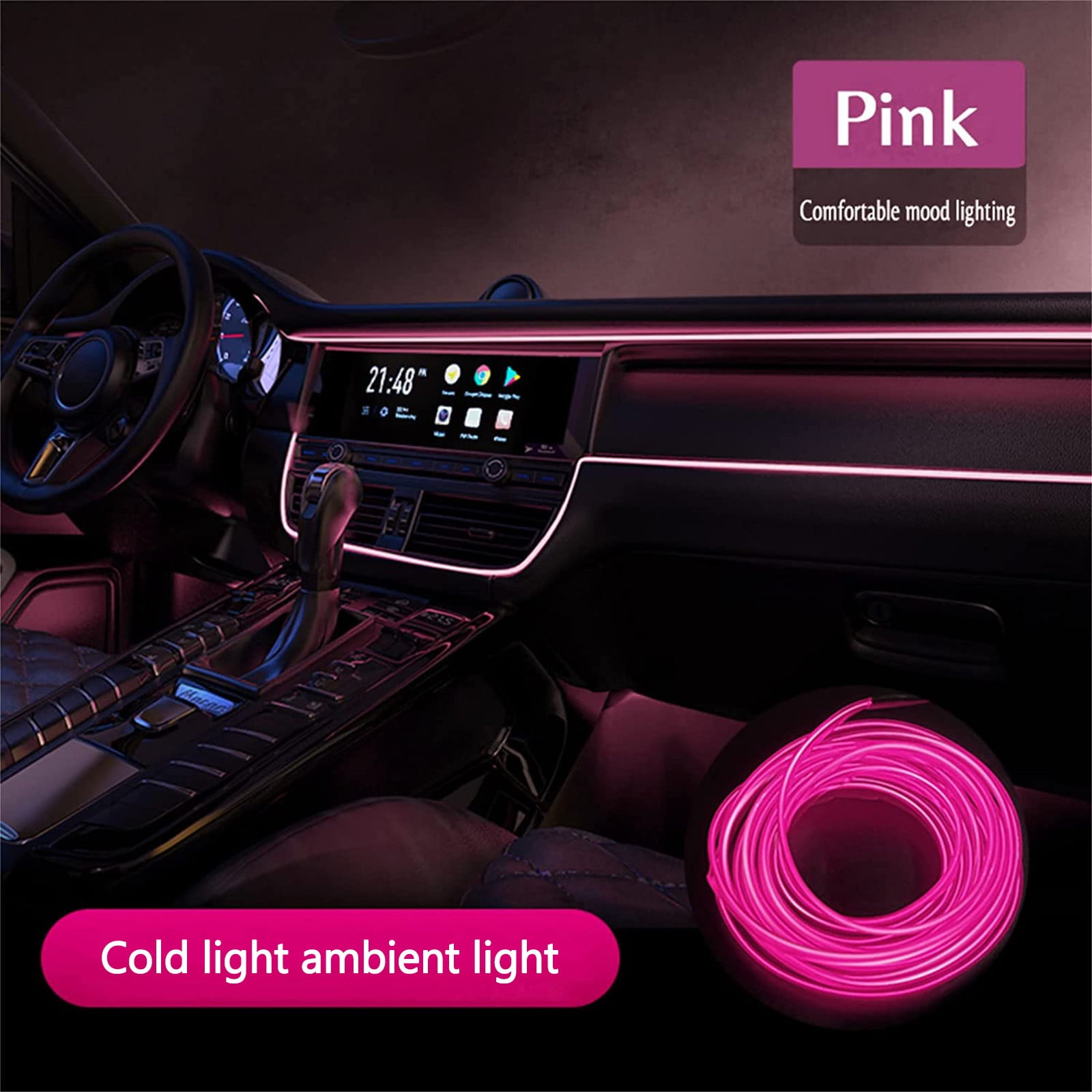 Wire Car Interior Led Strip Lights, Neon Light 2M, Wire Strip Ambient Lighting Kits for Car Inside Decoration, Lighter Universal Car Decorative Lamp