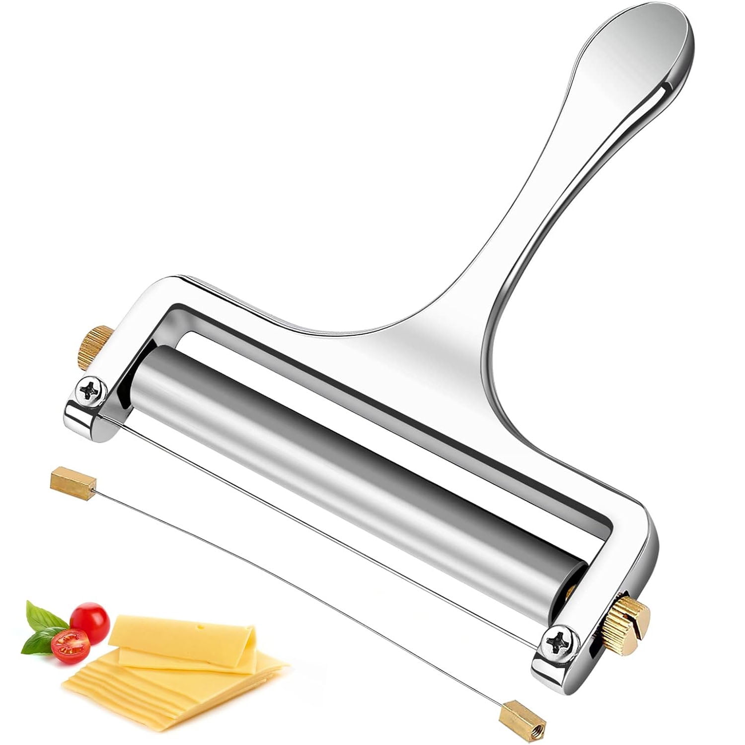  COCOBOSS Wire Cheese Slicer for Block Cheese Heavy Duty,  Multifunctional Adjustable Cheese Cutter with 15 Replacement Wires -  Stainless Steel Precise Scale: Home & Kitchen