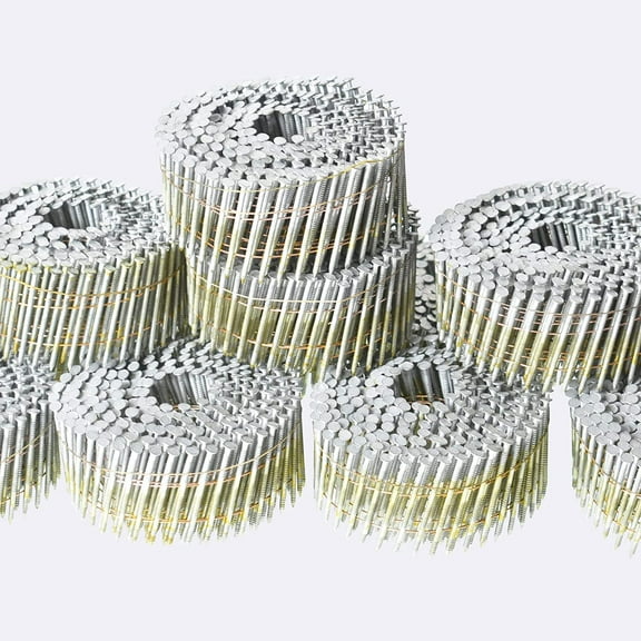 Wire Coil Siding Nails - 2 x 0.092 Ring Shank 15 Degree Full Round Head Siding Nails, 3600 Count Hot-Dipped Galvanized for Rough Nailing of Lathing and Sheathing Materials