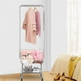 thumbnail image 1 of Wire Commercial Rolling Laundry Cart Bulter Garment Rack,Laundry Butler Storage Rack,w/Hanging Drying Rack Wash Basket/Bag Mesh Collapsible Racks on Wheels, 1 of 5