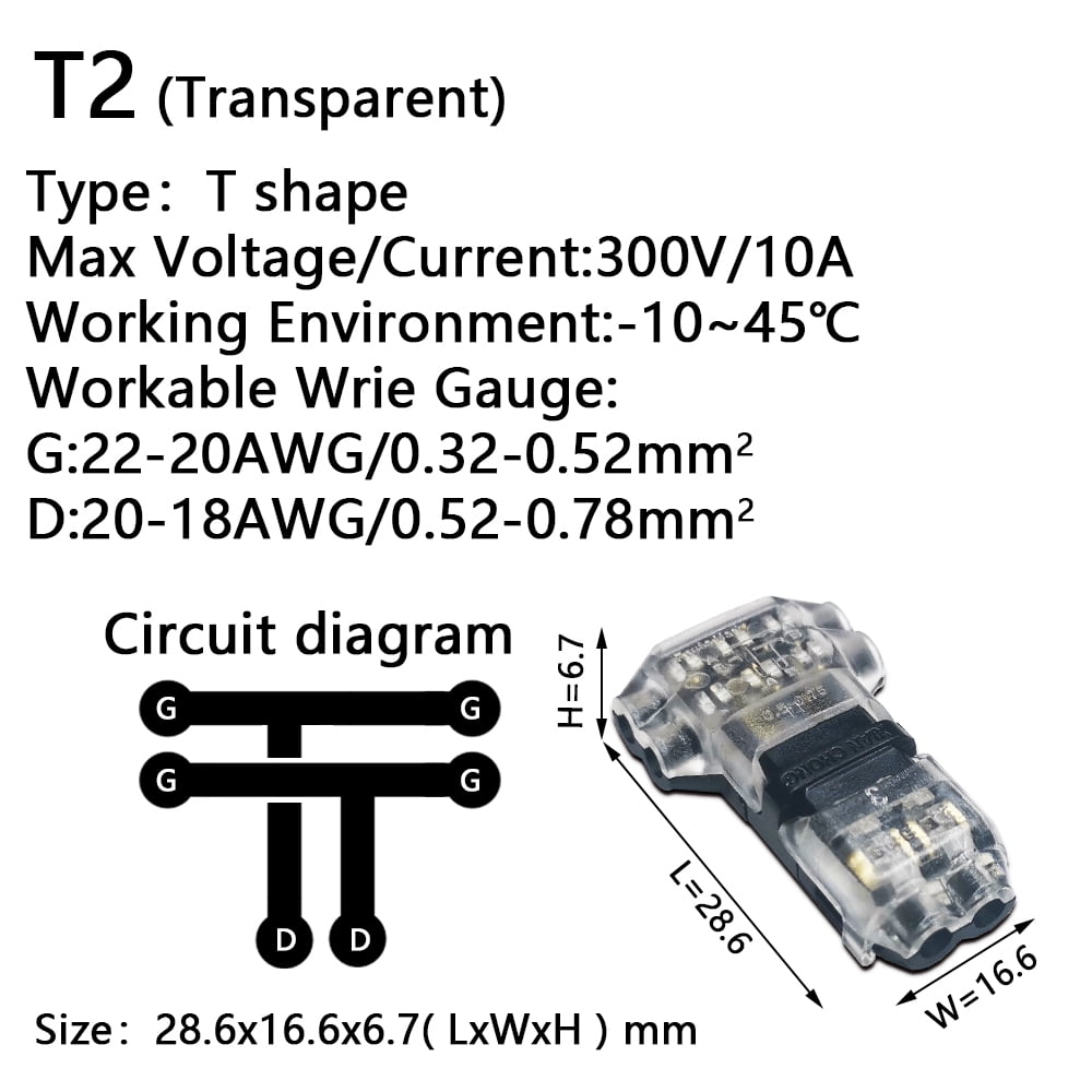 Wire Connector T type Quick Splice Electrical Cable Crimp Terminals for