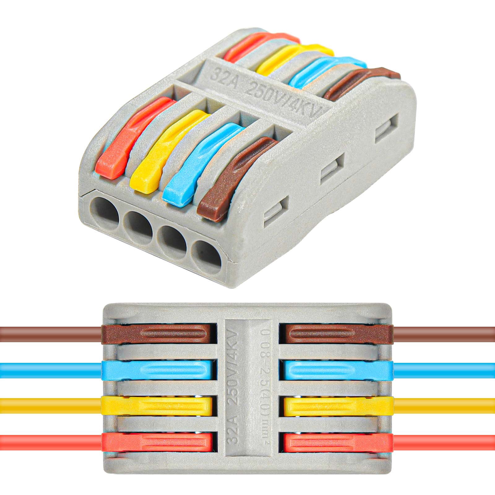 Wire Connectors Nuts, 30pcs 4 Conductor Compact Splicing Wire ...
