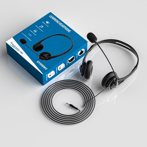 Wire Controlled Computer USB Headphones with Microphone
