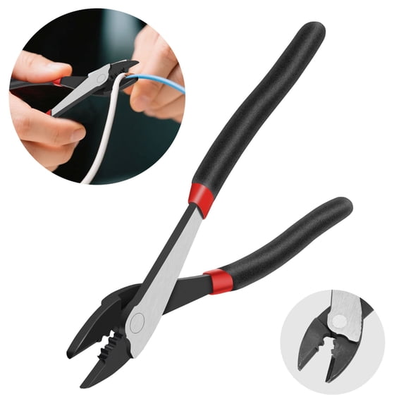 Wire Crimping Pliers, TSV Manual Electrician Crimp Tool with Ergonomic Handles, 9.8 inch Multi-Function Pliers Tool for Cable Cutting and Crimping