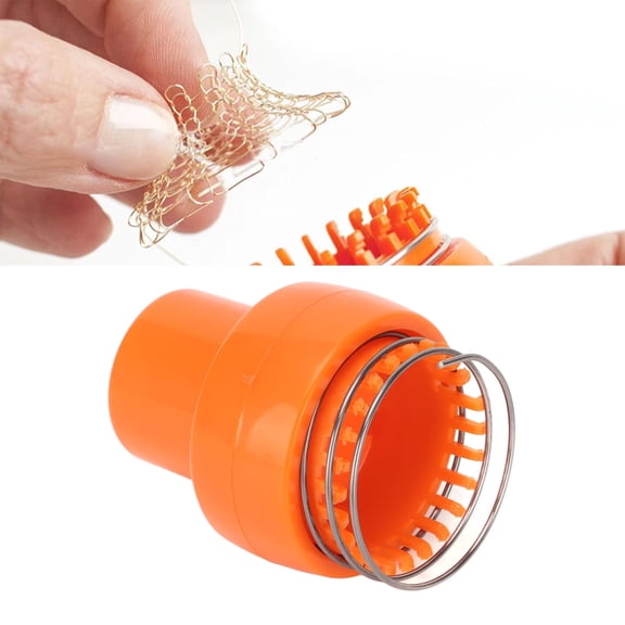 Wire Crochet Loom Orange Ergonomic Design Auto Release Safe Durable Wire Crochet Knitter for Hat Scarf Socks,Knitting Versatile Little Loom Set for Children Beginners