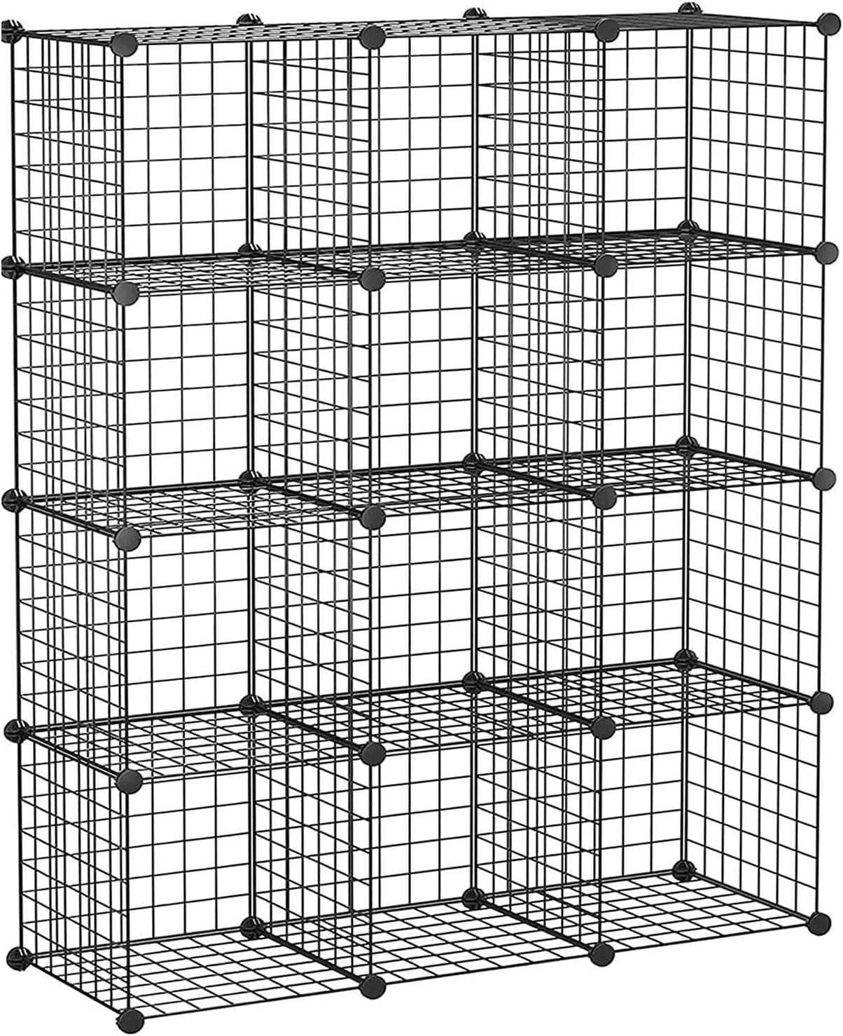 Wire Cube Storage 12 Cubes DIY Wire Grid Organizer, Metal Bookcase Shelves Modular