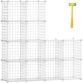 thumbnail image 1 of Wire Cube Storage Organizer, 12-Cube Metal Storage Shelves Bookshelf, Stackable Modular Closet Organizer for Bedroom Living Room, Office,Storage Shelves,White Plus Iron, 1 of 11