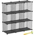 thumbnail image 1 of Wire Cube Storage Organizer, 9-Cube Metal Storage Shelves Bookshelf, Stackable Modular Closet Organizer for Bedroom Living Room, Office, Storage Shelves,Black Plus Iron, 1 of 10