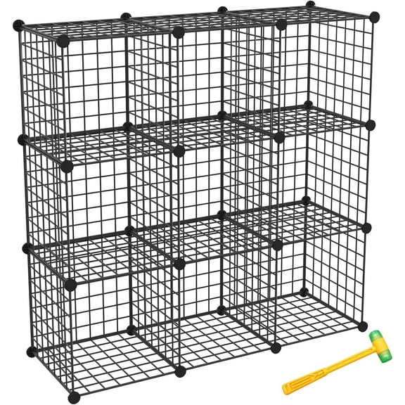 Wire Cube Storage Organizer Shelf 9 Cubes Iron