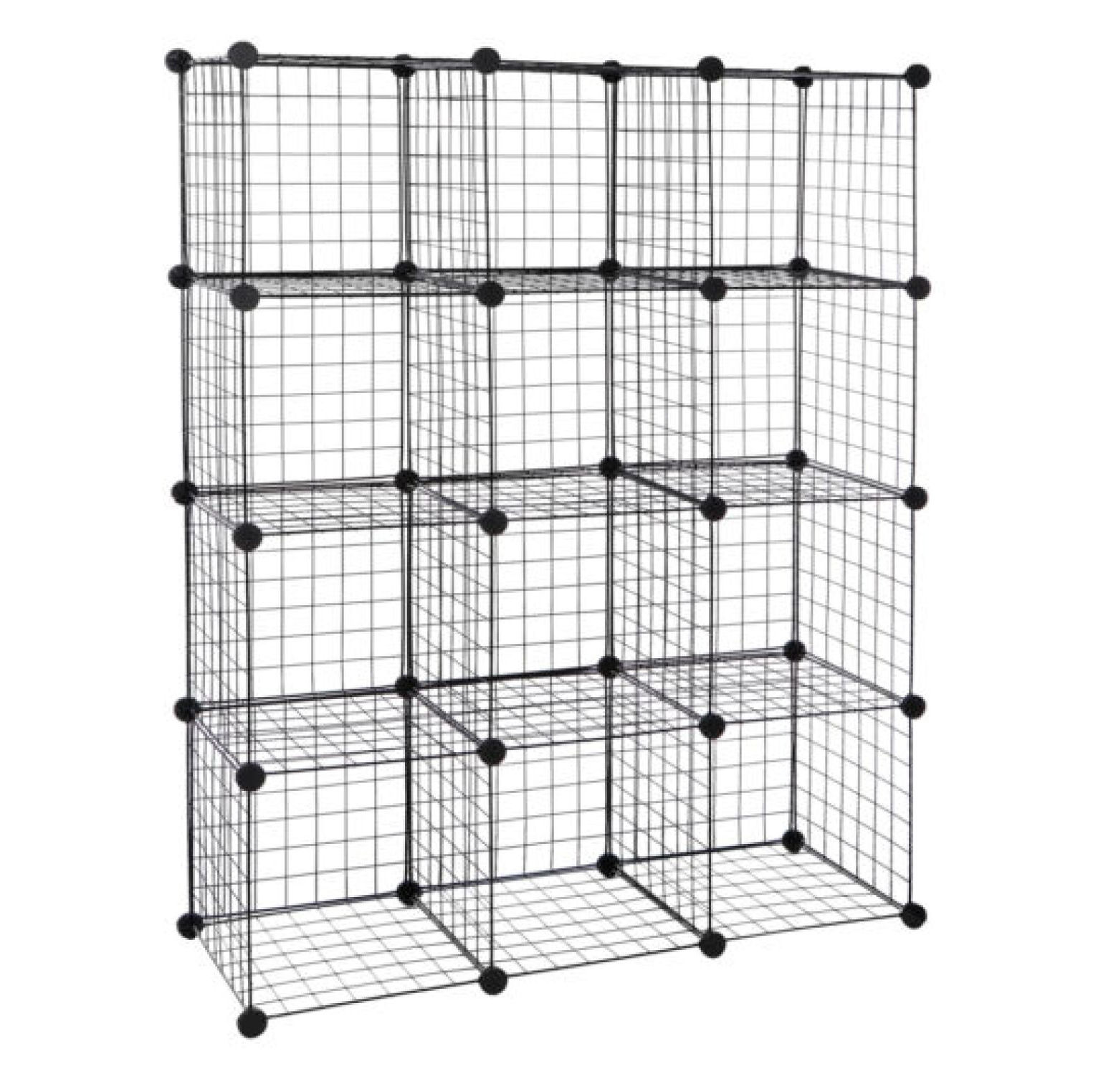 Wire Cube Storage Organizer Shelving 12Cube Wire Shelves Rack Modular Bookshelf