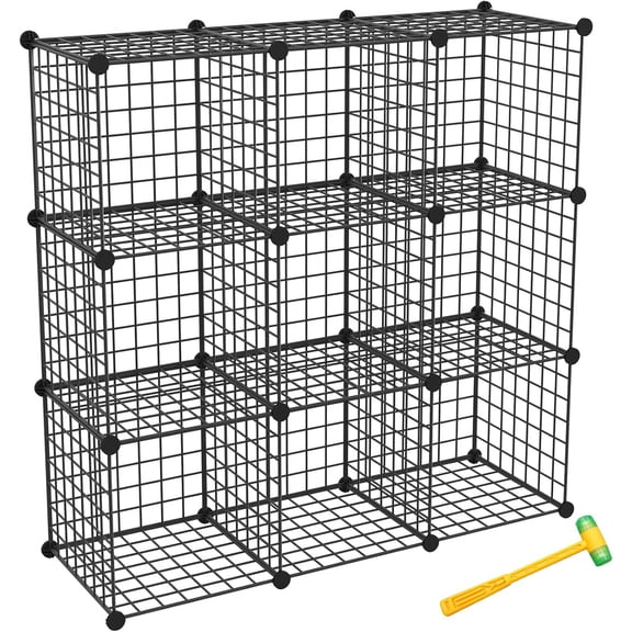 Wire Cube Storage Shelf 9 Cubes Iron