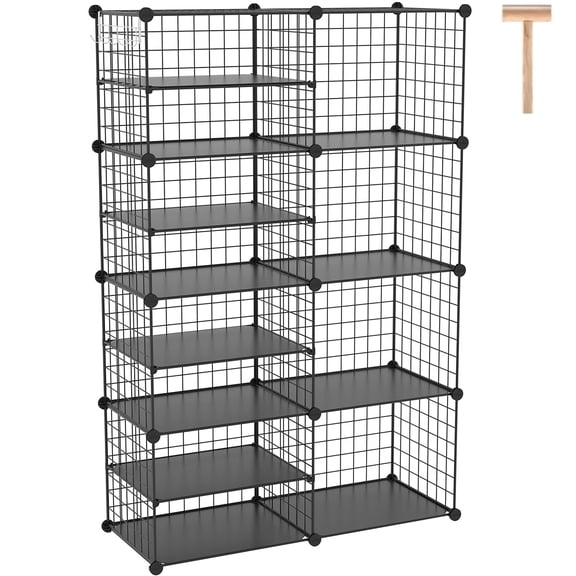 Wire Cube Storage Unit Interlocking Metal Organizer With Divider Design Modular Cabinet Plastic Panels Bookshelf Stackable Closet Small Hooks Black Uwcsim08b