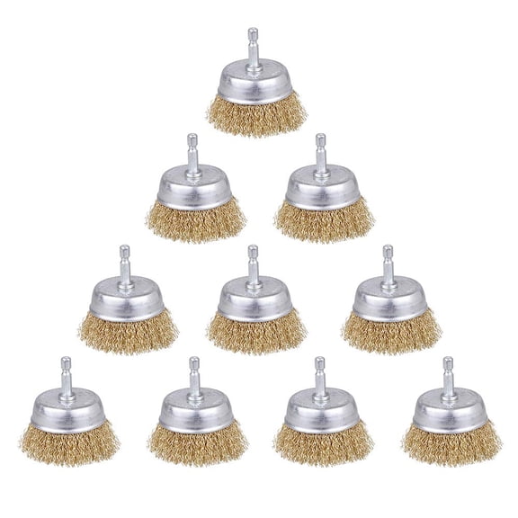 Wire Cup Brush Drill Set 10 Pack 3 Inch 1/4-inch Hex Shank Rust Paint Removal