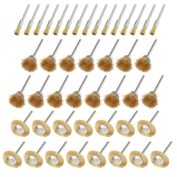 Wire Cup Brush + Wire Wheel + Wire Brush, Copper Plated Crimped Steel with 1/8-inch Shank 45 Pcs