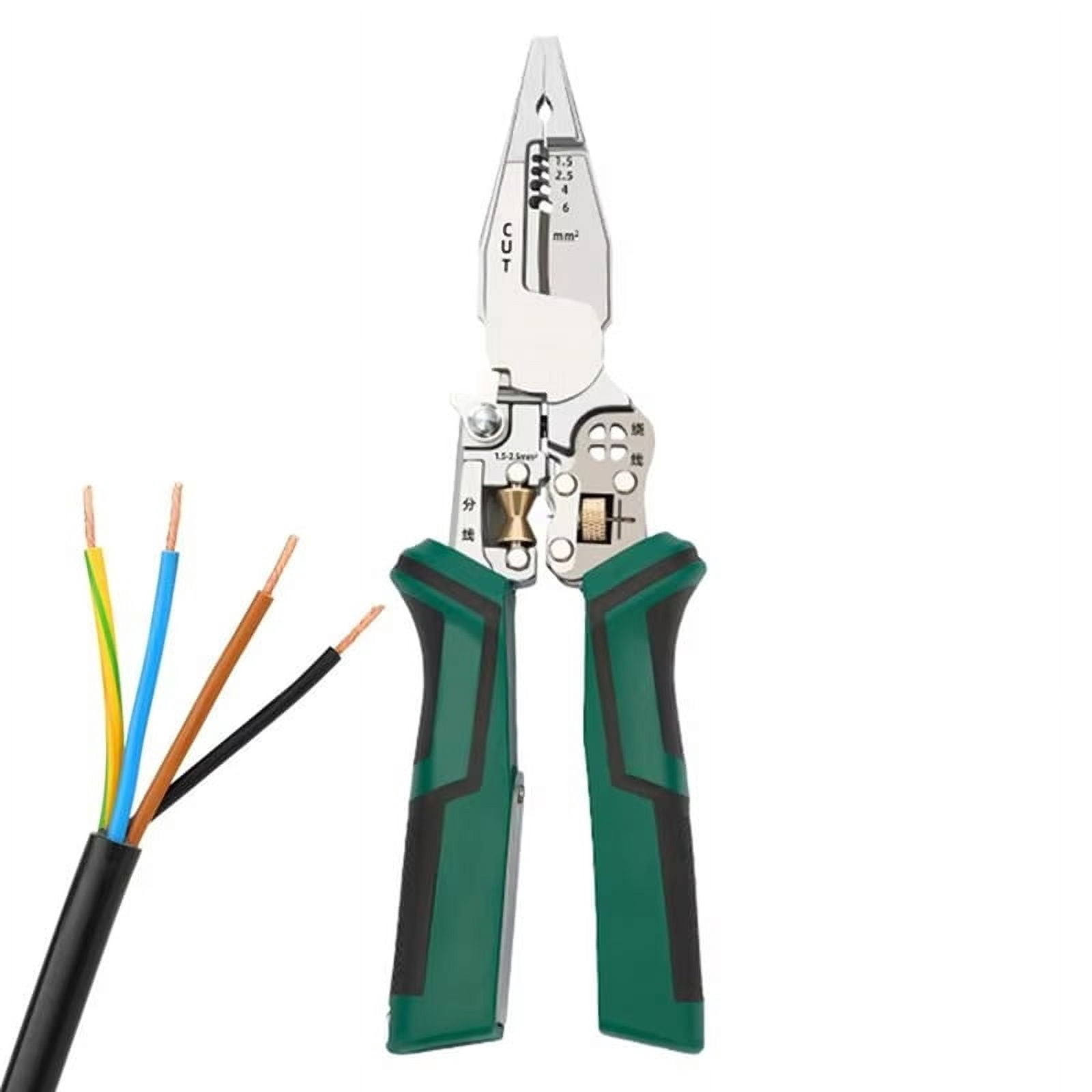 Wire Cutter Tool 10 in 1 Electrical Cable Stripper Plier Voltage Tester Scissors with Electricity Measurement Function