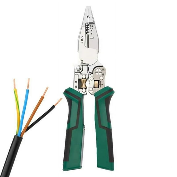 Wire Cutter Tool 10 in 1 Electrical Cable Stripper Plier Voltage Tester Scissors with Electricity Measurement Function