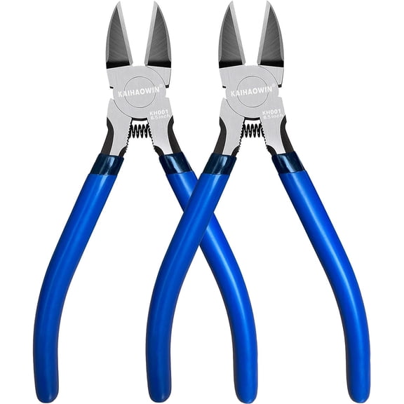 Wire Cutters 2 Pack, 6.5 inch, Flush Cutters Diagonal Cutters Side Cutters Precision Ultra Sharp Spring Loaded Wire Snips Clippers Dikes Cutting Pliers Small for Crafting Jewelry Making,Blue