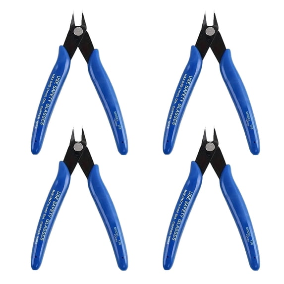 Wire Cutters 4 Pack 5 Inch Wire Cutters Set Spring Loaded Wire Snips Diagonal Cutting Pliers Precision Wire Clippers Small Flush Cutter for Cutting Wires,Electronics,Cables,Jewelry,DIY