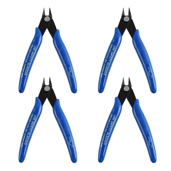 Wire Cutters 4 Pack 5 Inch Wire Cutters Set Spring Loaded Wire Snips Diagonal Cutting Pliers Precision Wire Clippers Small Flush Cutter for Cutting Wires,Electronics,Cables,Jewelry,DIY