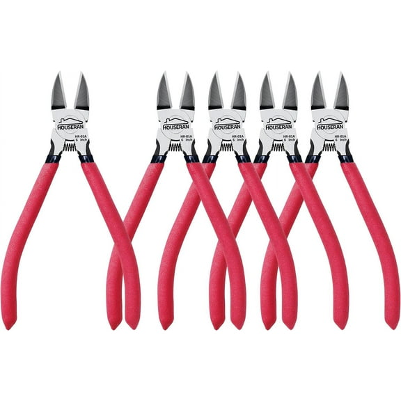 Wire Cutters, 5 PACK, 6" Wire Cutter Set, Side Cutters Flush Cut , Diagonal Cutting with 2 Layers Non-slip Handle, Spring Loaded Wire Cutters for Jewelry Making, Crafts, Zip Tie