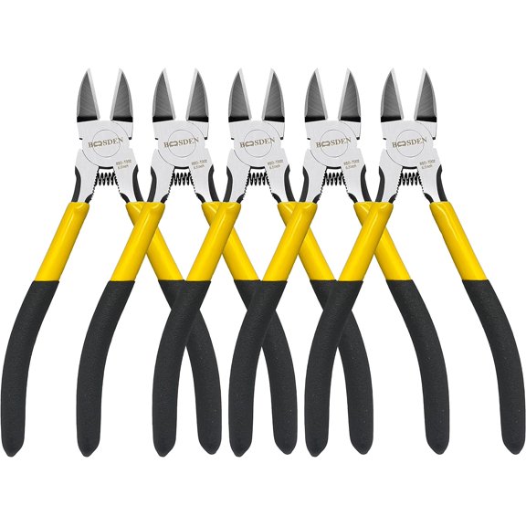 Wire Cutters 5 Pack, 6 inch Flush Cutters, Spring Loaded Cutting Pliers,Precision Side Cutters,Sharp Diagonal Cutters,Small Wire Snips for Crafting