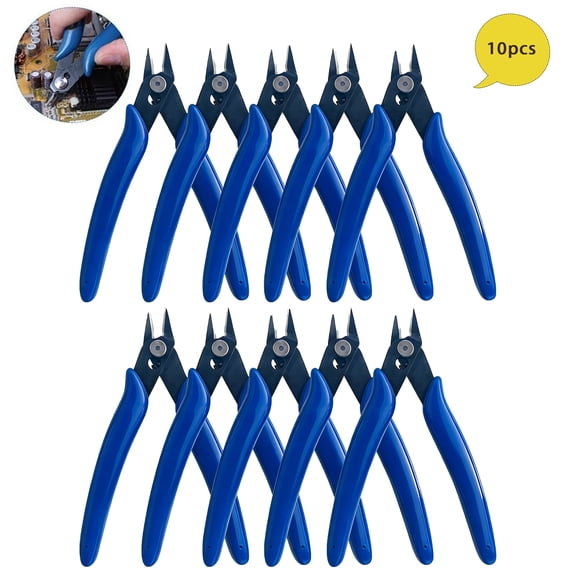 Wire Cutters And Flush Cutters, For Electronics And Jewelry Making, Precision Diagonal Wire Cutter, Micro Snips, Blue, 10 Pcs