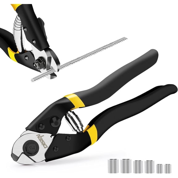 Wire Cutters Heavy Duty Cutting Up to 3/16", Metal Cable Cutters for Fence Thick Wire, Safety Lock, Spring Loaded, Non-slip Matte Handle, Chrome Vanadium Steel Jaw
