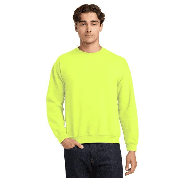 Wire Delight Hi-Vis Heavy Blend Safety Crewneck Sweatshirt for Men, Durable Workwear Fleece Pullover, Safety Green, 3XL