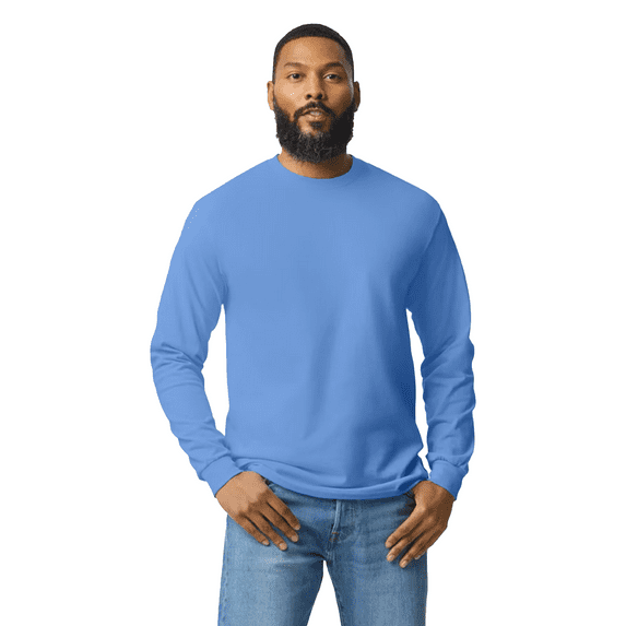 Wire Delight Men’s Crewneck Long Sleeve Tee, Durable Cotton Classic Fit T-shirts, Carolina Blue, 3XL
