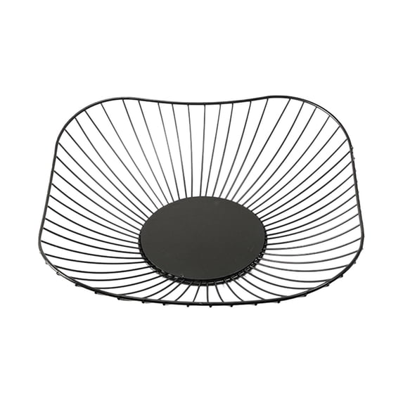 Wire Dish Stand,Decorative Holder for Serving Fruits,Vegetables or Bread,Creative Table Centerpiece & Kitchen Decor,Fruit Basket Stand,Black,Short version