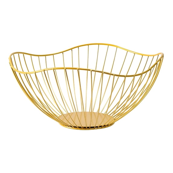 Wire Dish Stand,Decorative Holder for Serving Fruits,Vegetables or Bread,Creative Table Centerpiece & Kitchen Decor,Fruit Basket Stand,Gold,Tall version