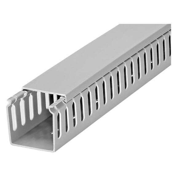 Wire Duct Open Slot Cable Raceway - 1 Width x 1 Height - 6.5 feet Long - 1 Pc/Pack Gray PVC Wiring Trough Wire Cover Cord Hider for Under Desk Industrial Cable Management