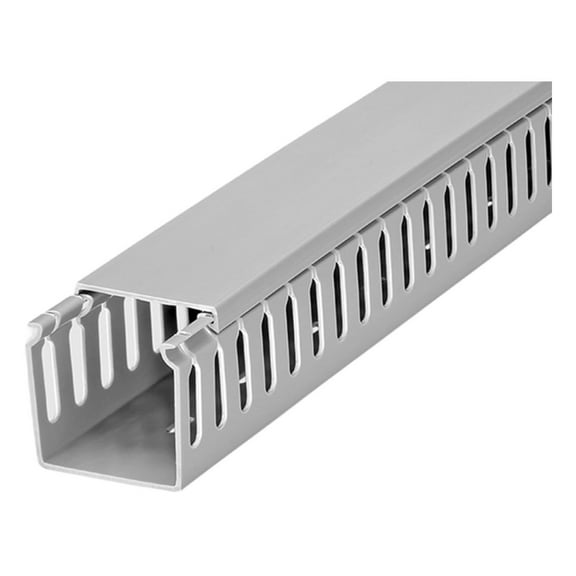 Wire Duct Open Slot Cable Raceway - 4 Width x 4 Height - 6.5 feet Long - 1 Pc/Pack Gray PVC Wiring Trough Wire Cover Cord Hider for Under Desk Industrial Cable Management