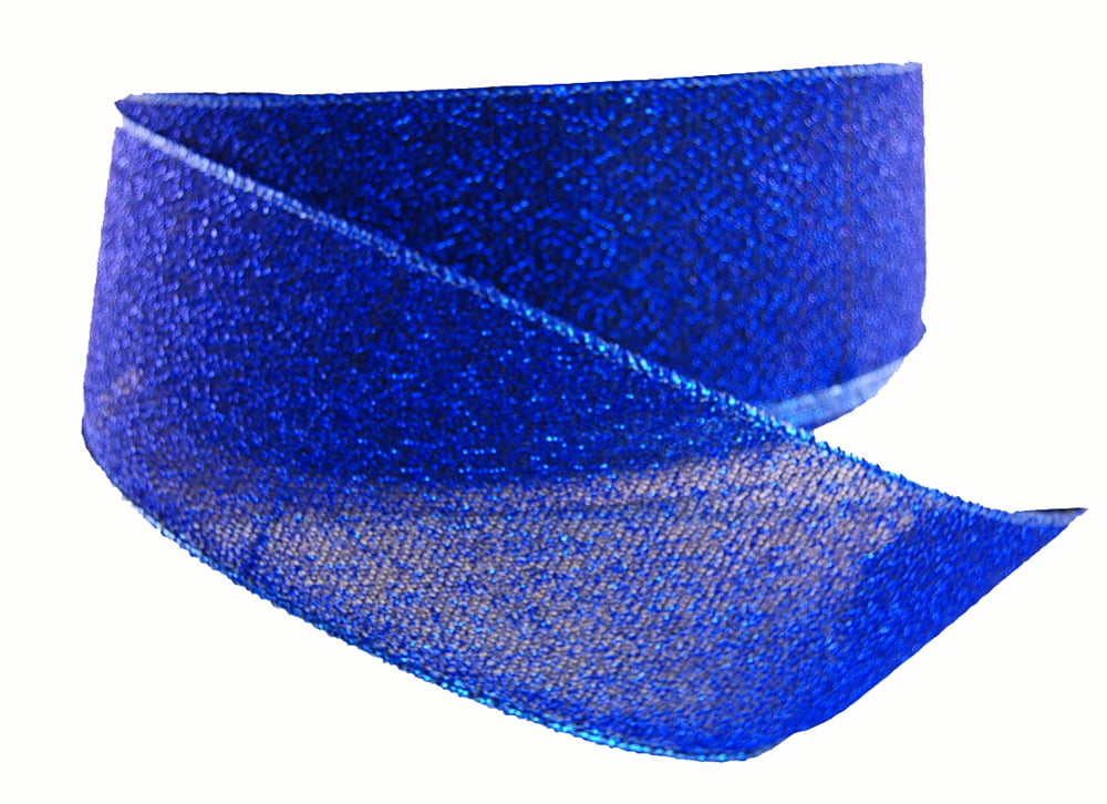 Wire Edged Henders Bright Royal Blue Glitter Christmas Ribbon 2 1/2" 25 Yards