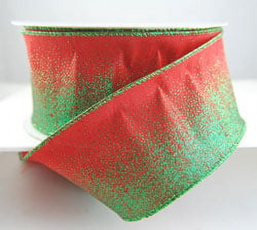 Wire Edged Madelia Red and Green Christmas Ribbon 2 1/2" 25 Yards