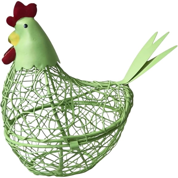 Wire Egg Basket Decorative Kitchen Holder, Farmhouse Style Wire Storage Basket, for Eggs, Fruit, Vegetables, Snacks, Suitable for Country Coop, Garden, Backyard, Easter