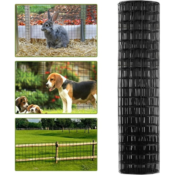 Wire Fence, 36 in x 50 ft PVC Coated Welded Wire Fence, 16GA Garden Border Vinyl Metal Chicken Wire Fencing Mesh Roll for Chicken Poultry Coop, Animal, Fencing, Garden Protection
