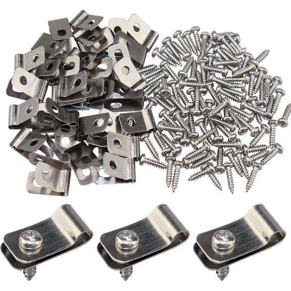 Wire Fence Clips 400 Pcs Fence Wire Clamps Stainless Steel Fencing Mounting Clips with 400 Pcs Stainless Steel Screws for 12-16 Gauge Silver M x