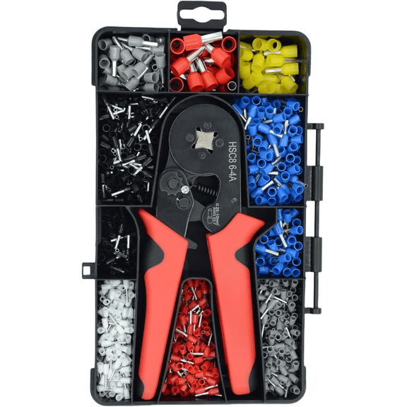 Wire Ferrule Crimping Tool Kit AWG 23-7,Ferrule Crimper Plier with 1200PCS Wire Ferrules Kit Wire End Terminals