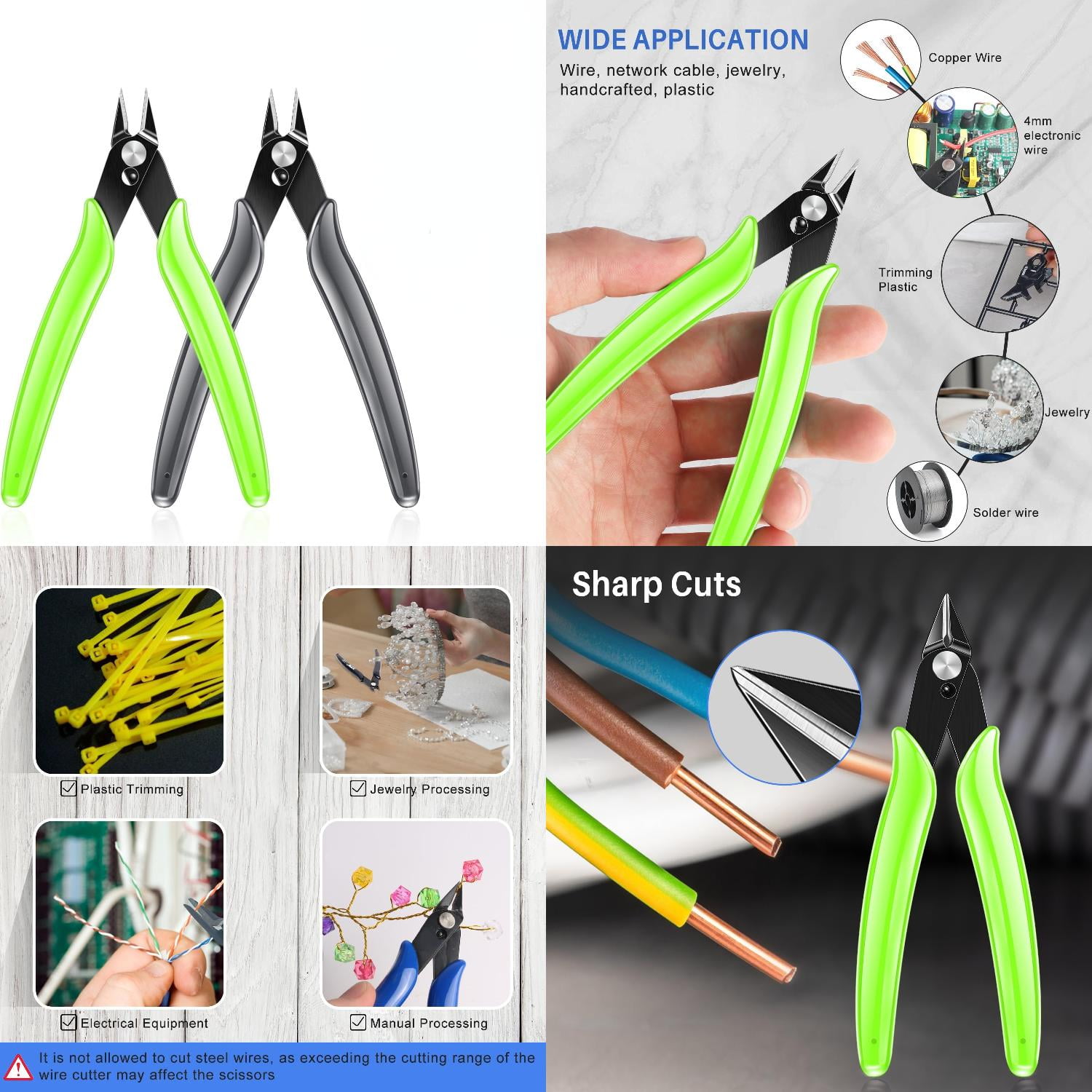 Wire Flush Cutters 5inch Ultra Sharp & Powerful Side Cutter Clippers