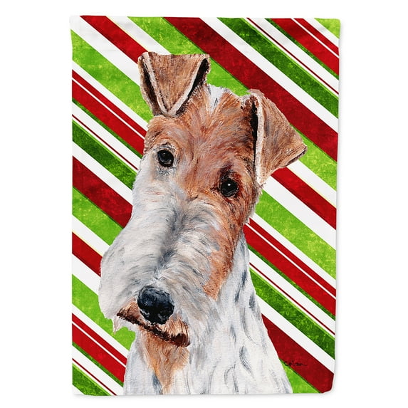 Wire Fox Terrier Candy Cane Christmas Garden Flag