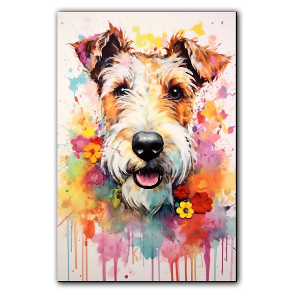 Wire Fox Terrier Dog Arts Canvas - Large Abstract Paintings Colorfull Wall Art Dog Decor Dog Room Decor Animal Wall Art Animal Canvas