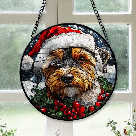 Wire Fox Terrier Dog Ornament Christmas 2025 - Wire Fox Terrier Dog Christmas Stained Glass SunCatcher for Window , Dog Christmas, Xmas Gifts, Christmas Keepsake