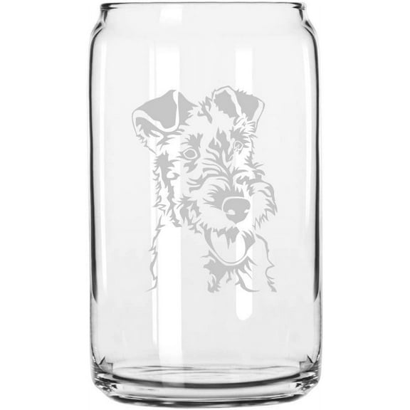 Wire Fox Terrier Dog Themed Etched All Purpose 16oz Libbey Can Glass