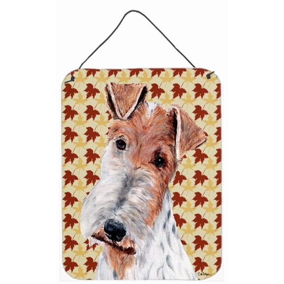 Wire Fox Terrier Fall Leaves Aluminum Metal Wall Or Door Hanging Prints