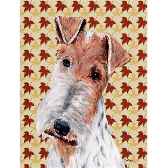 Wire Fox Terrier Fall Leaves Flag Canvas House Size
