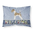 thumbnail image 1 of Wire Fox Terrier Welcome Fabric Standard Pillowcase Blue, 1 of 2
