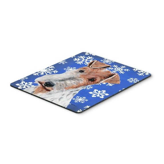"Wire Fox Terrier Winter Snowflakes Mouse Pad Hot Pad or Trivet"