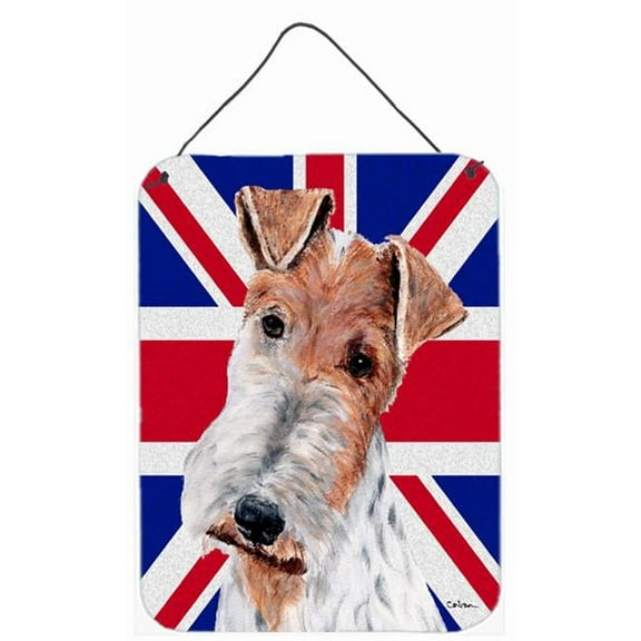 Wire Fox Terrier With English Union Jack British Flag Aluminium Metal Wall Or Door Hanging Prints